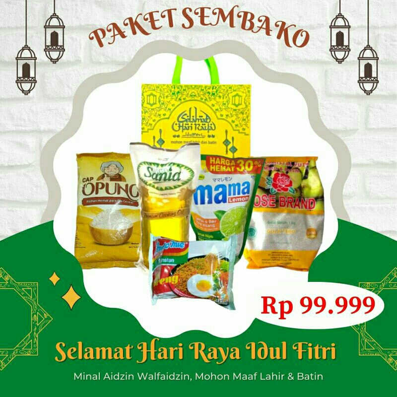 

PARSEL SEMBAKO 4 KG HAMPERS FREE KARTU UCAPAN PARCEL HARI RAYA LEBARAN IDUL FITRI THR DONASI FIDYAH