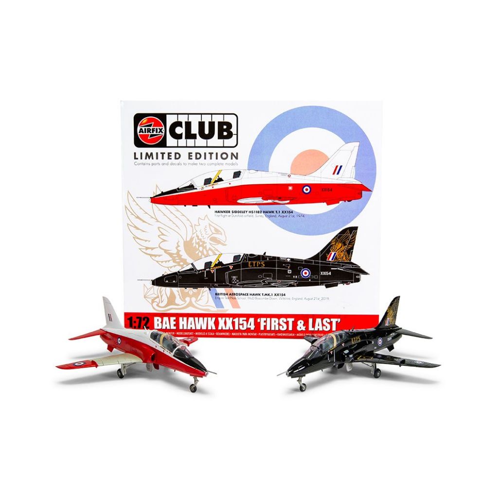 Model Kit Pesawat Jet Tempur Airfix BAE Hawk XX154 First & Last Inggris Skala 72