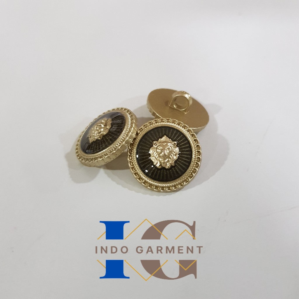 [144pcs] Kancing Jas Almamater Motif Singa Ukuran 15mm 22mm 24L 34L Emas - Kancing Jas Motif Cembung