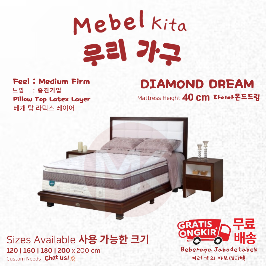 Kasur Springbed 120x200 Guhdo Diamond Dream Pillow Top Latex Layer 29 cm (Kasur Saja)