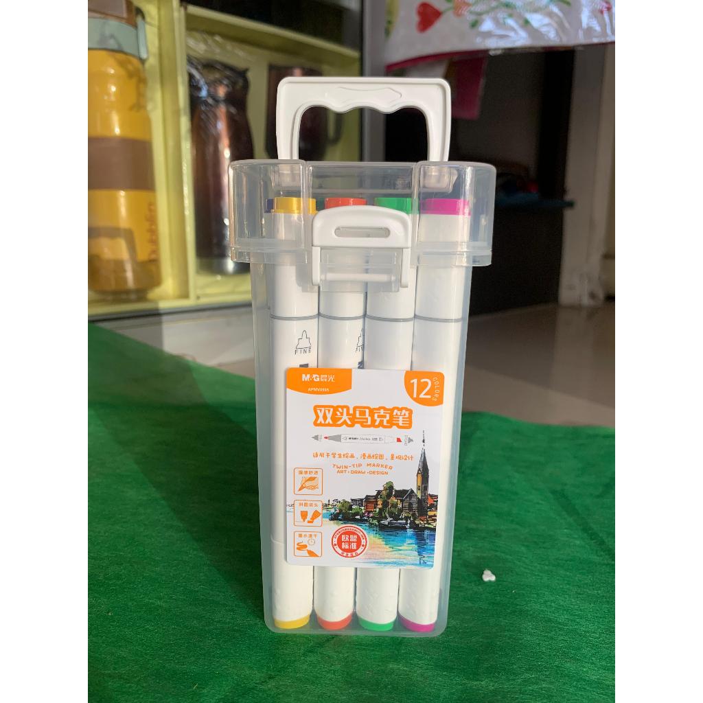 

M&G alcohol base double tip 12 color warna triangel segitiga marker like fine color set chisel and bullet tip