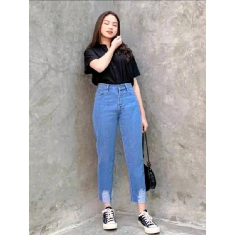 CELANA BOYFRIEND JEANS RIPPED SOBEK WANITA//BOYFRIEND RIPPED/BF SOBEK / JEANS WANITA