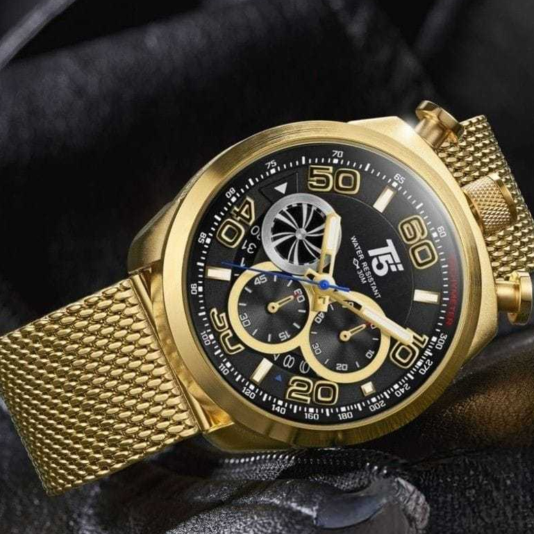 JAM TANGAN ANALOG CHRONOGRAPH PRIA ORIGINAL T5 H 3748 RANTAI PASIR STAINLESS WATER RESISTANT