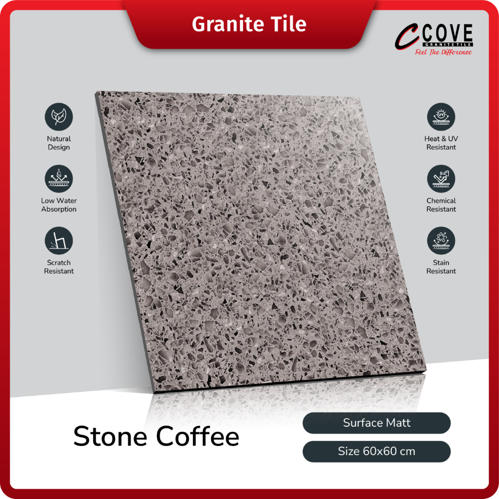 Cove Granite Tile Lapis Coffee 60x60 Granit Lantai Kasar Outdoor Kamar Mandi Carport