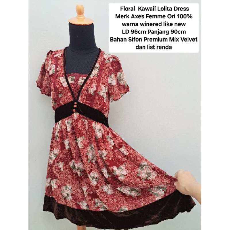 Floral Kawaii Lolita Dress Merk Axes Femme Ori 100%