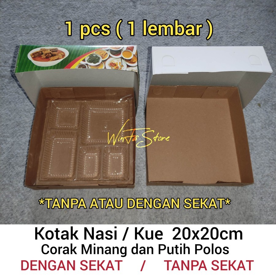 100 PCS Kotak Nasi Minang Selamat Menikmati Kotak Nasi Kue Putih Polos
