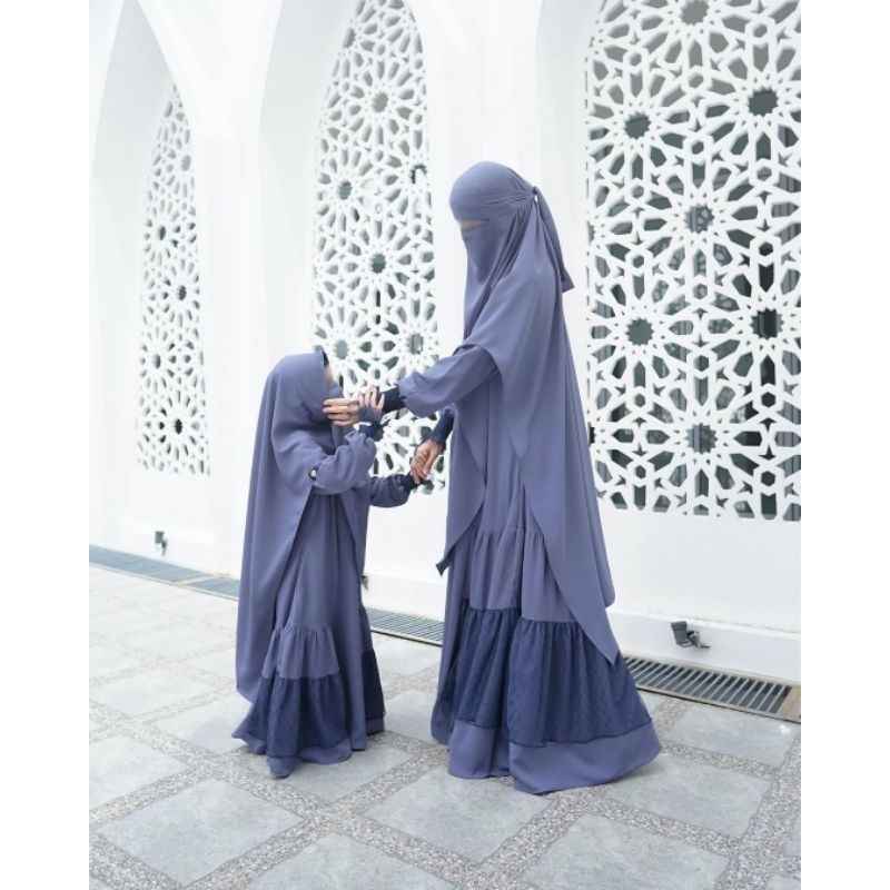 Set Setelan Gamis Wardah Zakia Eid Series Plus French Khimar Fk cadar Instan Anti Pusing Wanita Musl