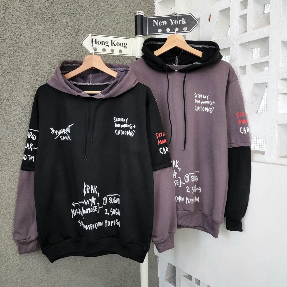 ART S22H  isi 2 pcs  jaket sweater couple pasangan terbaru saturday combine  jaket pasangan pacar ba