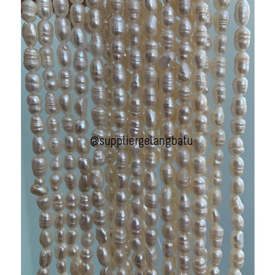 STAR Bahan Aksesoris Mutiara Air Tawar Barok  Baroque 4 x 6mm oval pearl