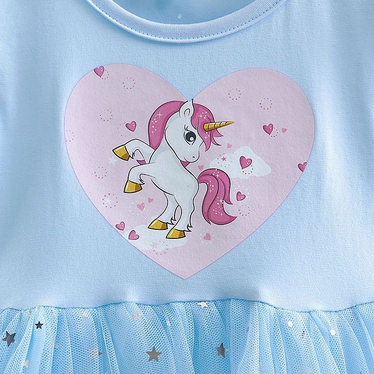 [PRINCESS KESLI] 0-7 Tahun Dress Unicorn Anak Perempuan Gaun Pesta Lucu Untuk Bayi Cewek Baju Ulangtahun Katun Kids Girls Blue Pink Image 8