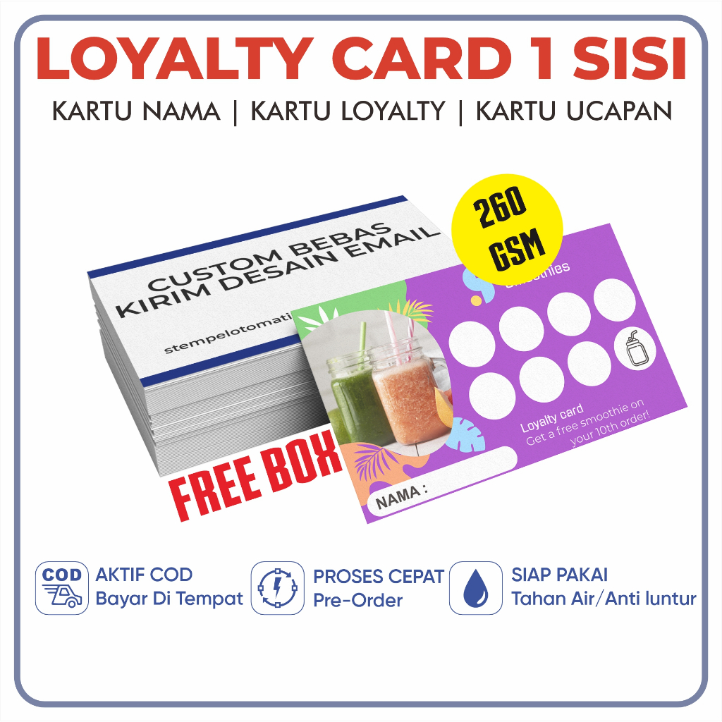 

CETAK KARTU MEMBER / MEMBER CARD / LOYALTY CARD 260gsm FREE BOX