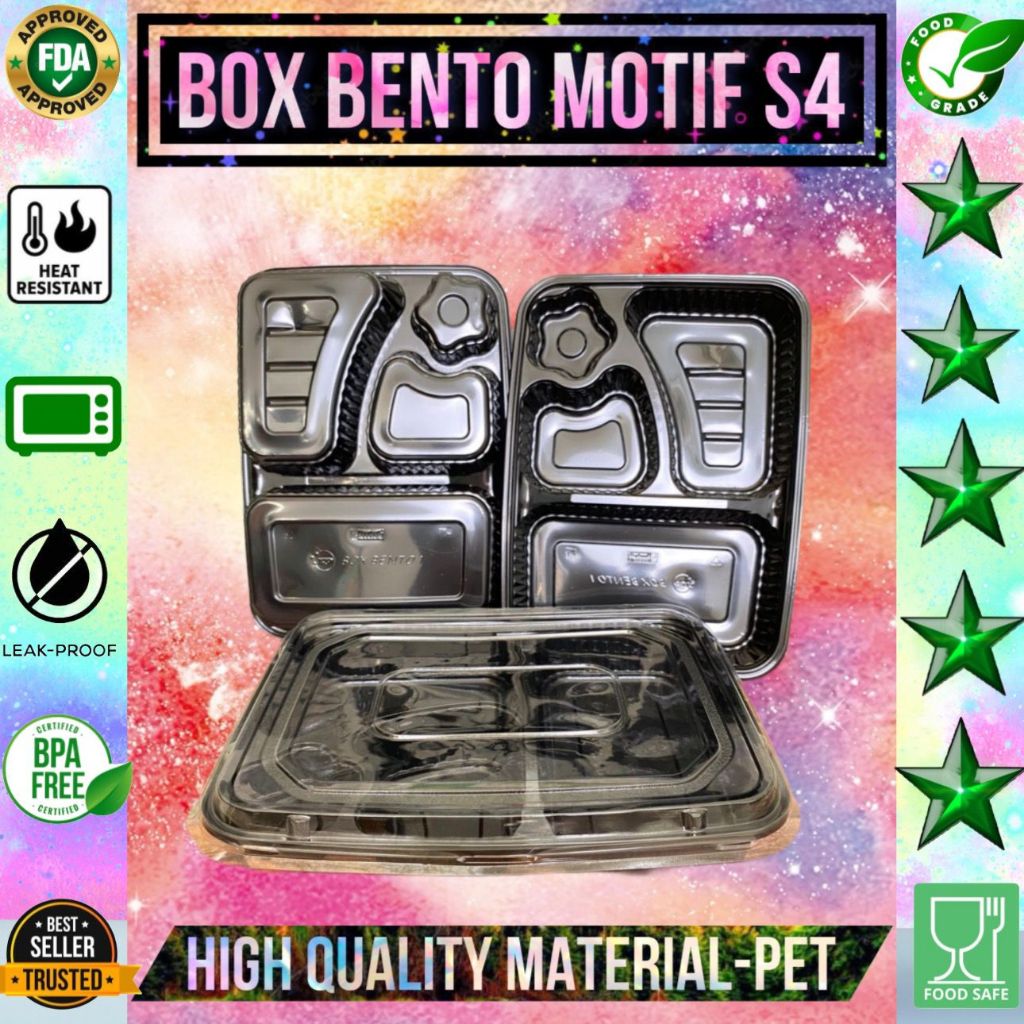 MINIMAL ORDER 50PCS DAN KELIPATAN 50 TIDAK BISA 60 70 80 90 MIKA BOX BENTO SEKAT 4 PET TECHNO TRAY S