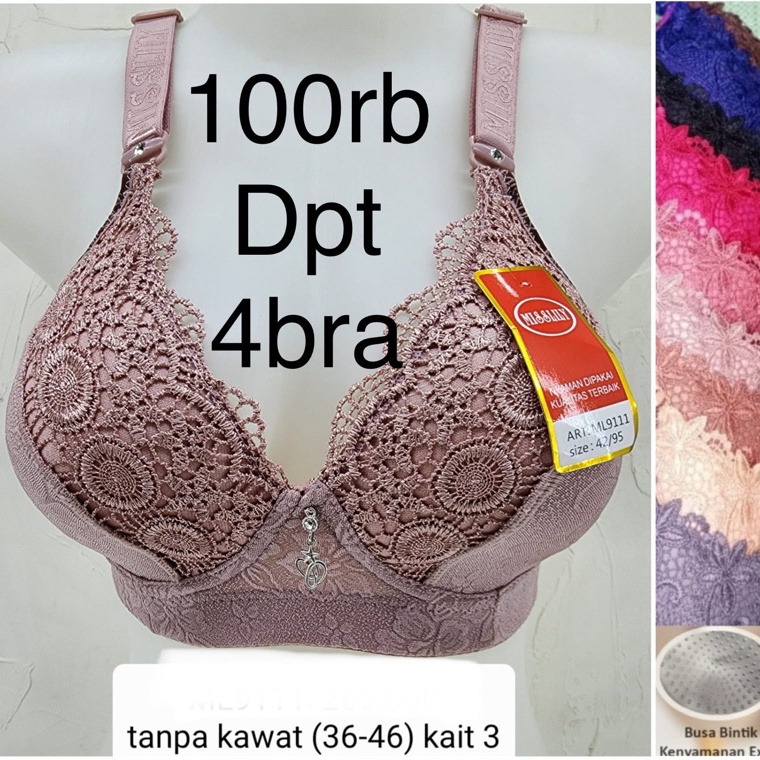 ART A94R BRA BH MISSLILY CUP B BESAR TANPA KAWAT KAIT 3 BRA IMPORT PREMIUM CUP BESAR MISSLILY KAIT 3