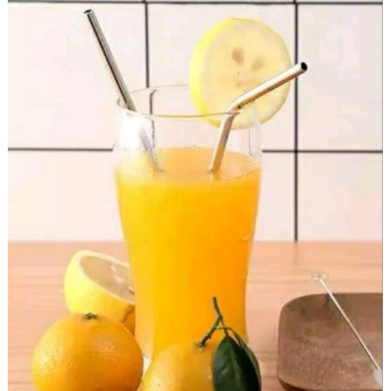 SEDOTAN MINUMAN STAINLESS STEEL STRAW MODEL LURUS BENGKOK LENGKUNG AKSESORIS PERALATAN PERLENGKAPAN 
