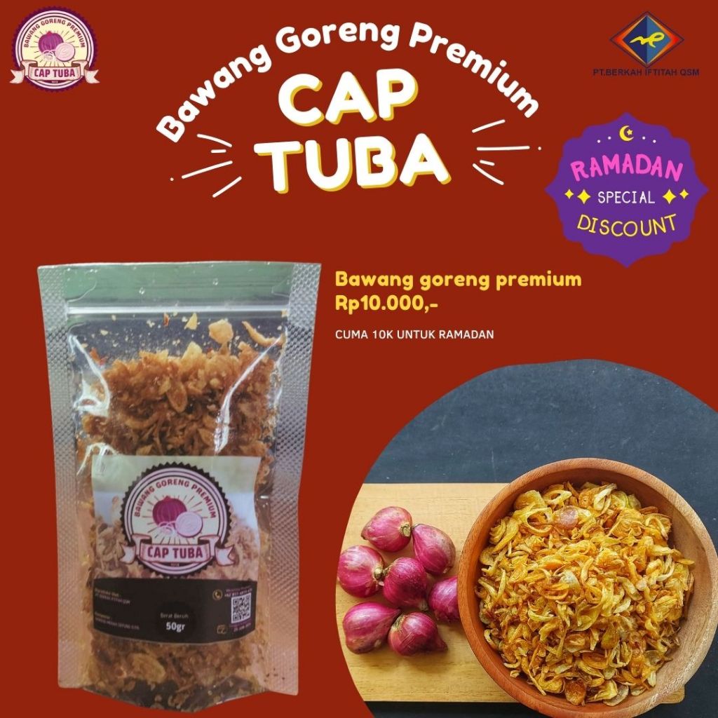 

Bawang merah goreng premium cap Tuba isi 50 gram Bawang Goreng Asli Tanpa Campuran Tepung Bawang Goreng Asli Premium