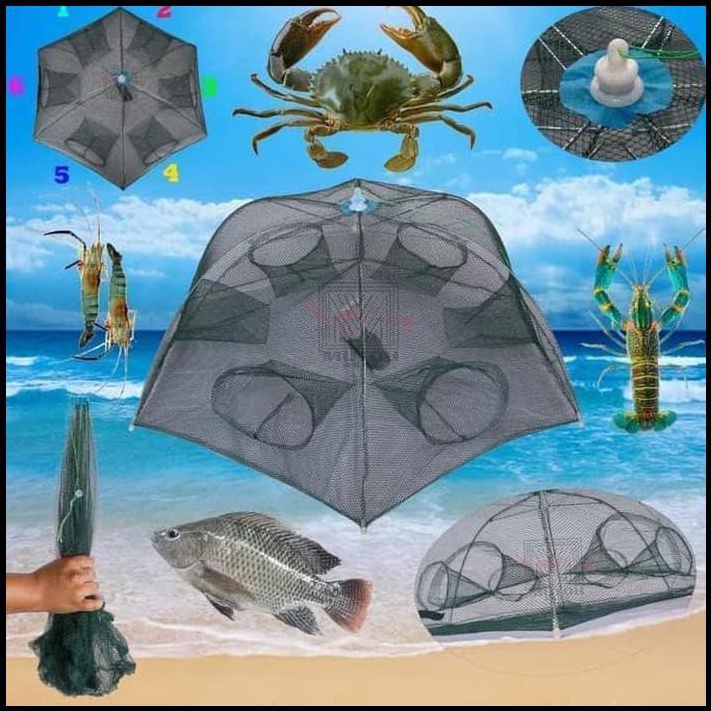 Paling Diminati Payung Bubu Jaring Jebakan Perangkap Udang ikan Kepiting el Payung 8 Lubang