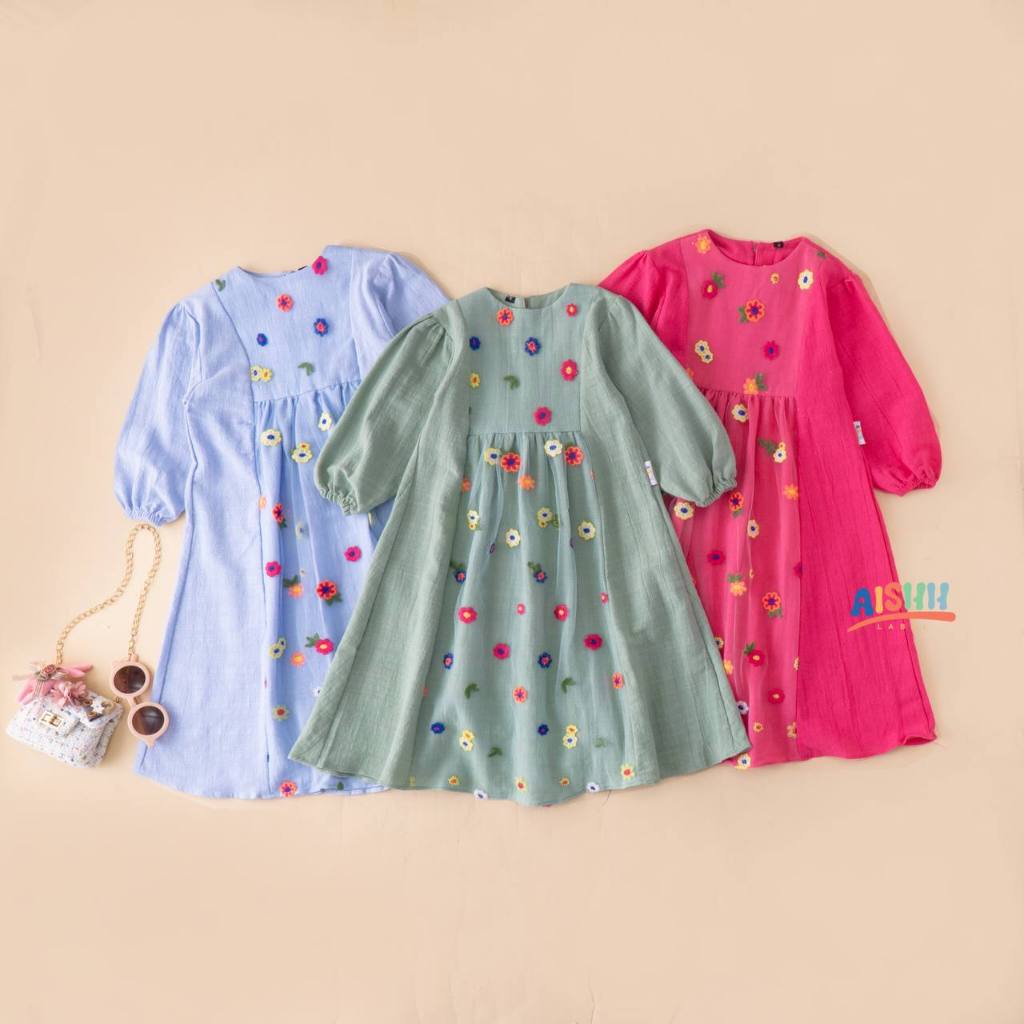 Gamis lebaran anak usia 2 3 4 5 6 7 tahun - gamis tile anak - gamis tille anak - gamis brukat anak -