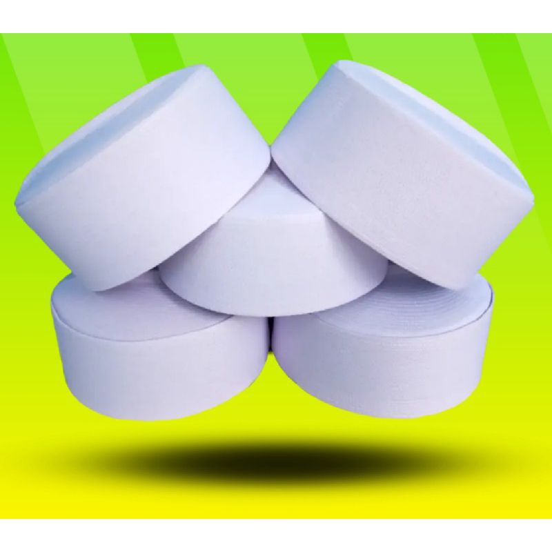 peci kopiah haji putih polos dan motif bahan tebal kuat / peci batok assagofah putih terlaris