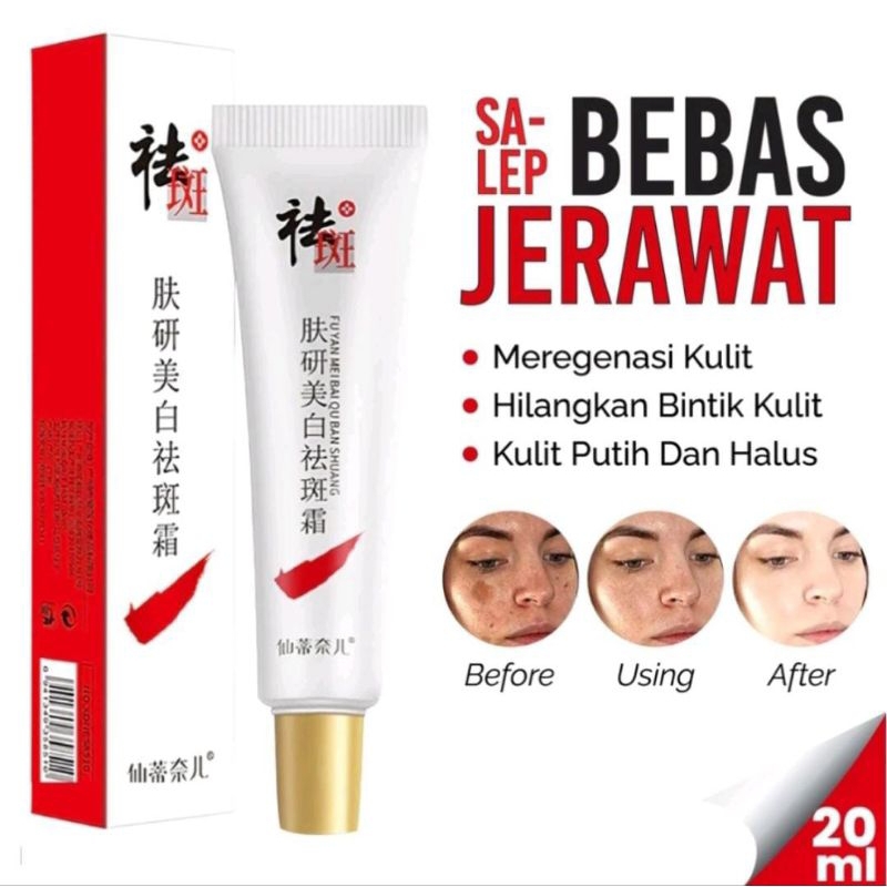 CREAM XX103 PENGHILANG FLEK HITAM & BEKAS JERAWAT DI WAJAH SALEP FU YAN MEI BAI QU BAN SHUANG