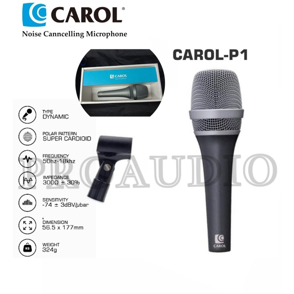 Mic Vocal Noise Cancelling CAROL P 1 / Mic Kabel CAROL P1 Original