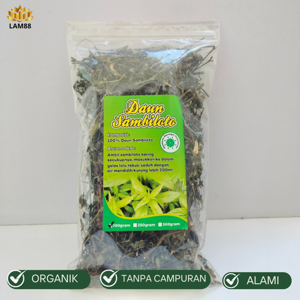 

Daun Sambiloto Kering Asli 100 gram / Daun Sambiroto Kering