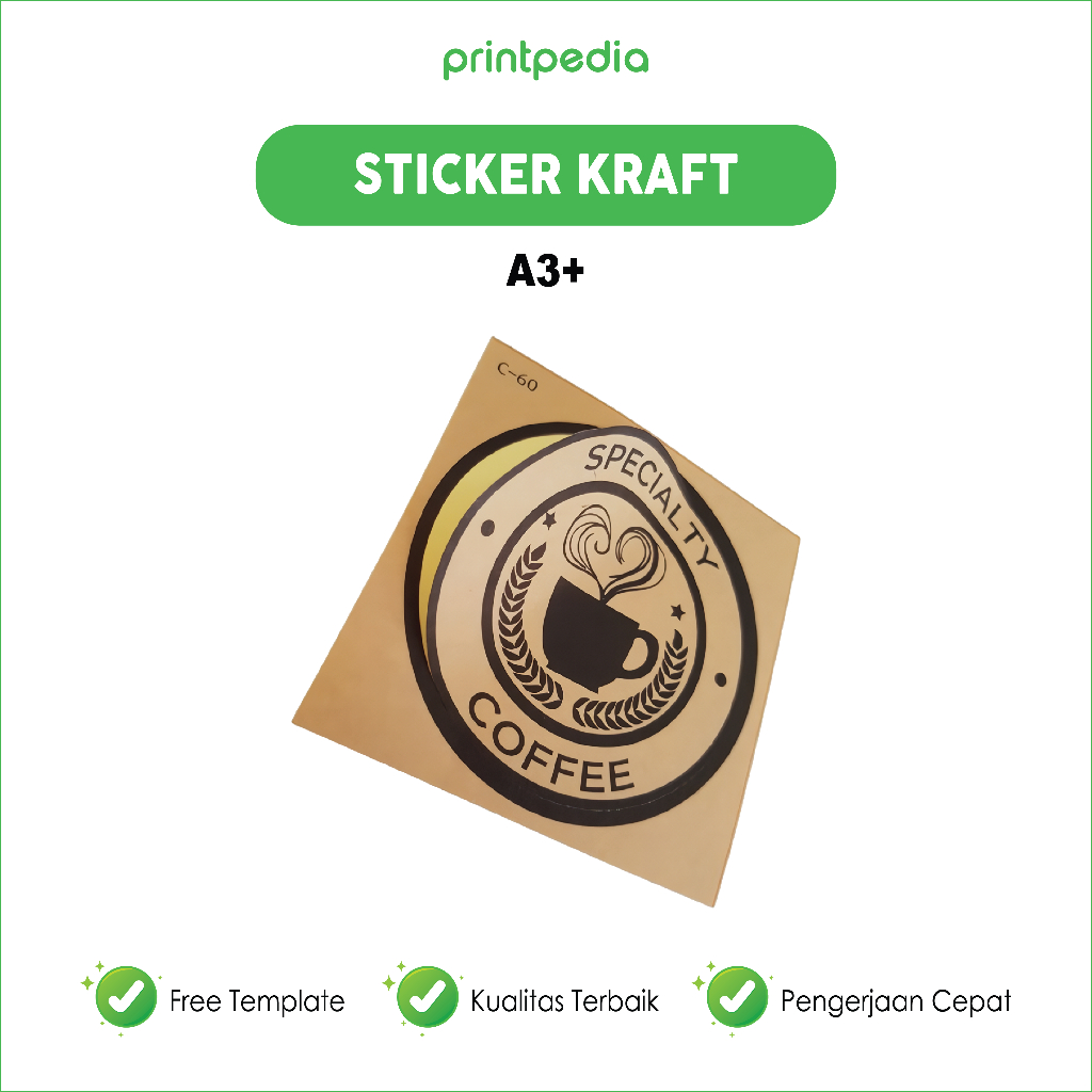 

Cetak Sticker Kraft A3+ / Sticker Logo / Cetak Stiker Label / Stiker Custom Bahan Kraft