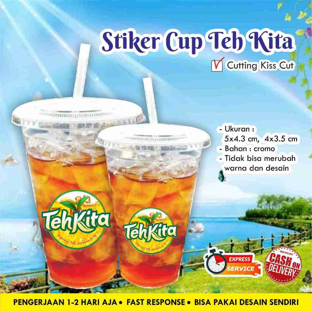 

[84 pcs] Stiker ES TEH KITA / Stiker kemasan minuman / stiker cup / logo