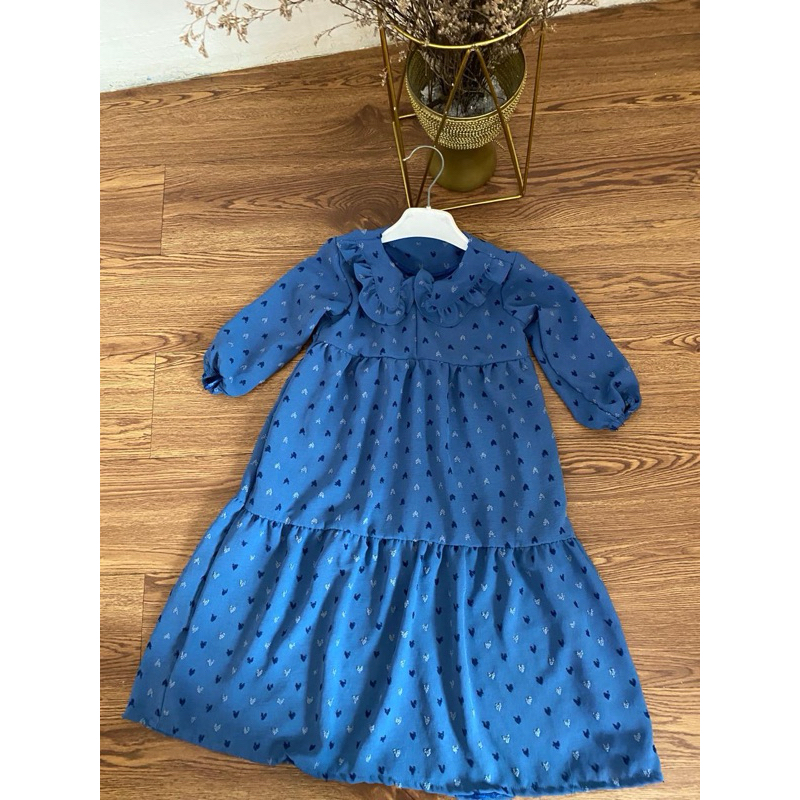 Gamis Anak Model Umpak Premium bahan Crinkle Airflow motif polka