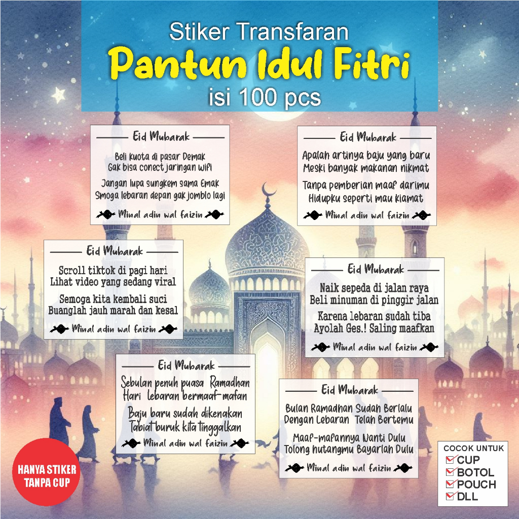 

STIKER TRANSFARAN PANTUN IDUL FITRI - LEBARAN isi 120