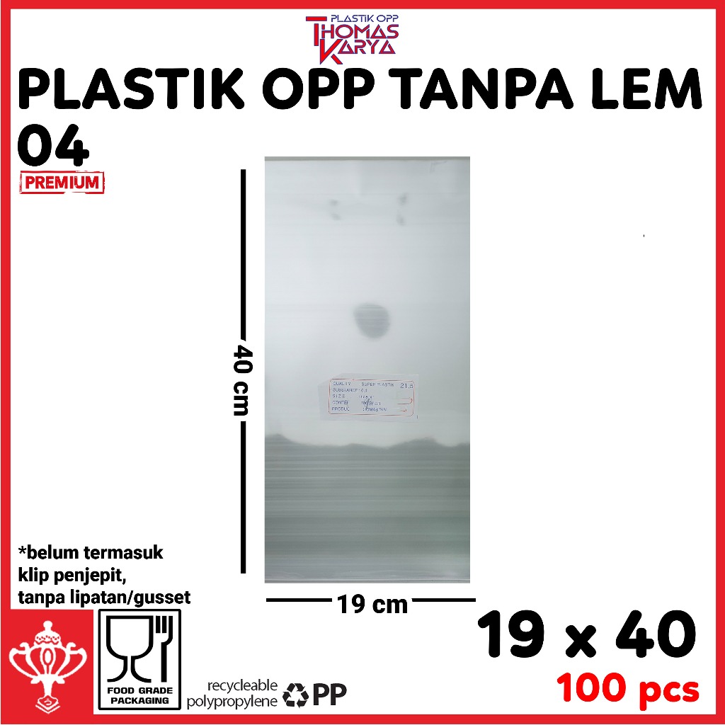 Plastik OPP Roti Tawar 19x40 isi 100 Kantong Bening BESAR Kemasan Donat Bakery Manis Sobek Jumbo