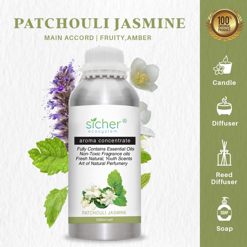 Sicher Fragrance Oil / Aroma Concentrate / Essential Natural Patchouli Jasmine 1000ml