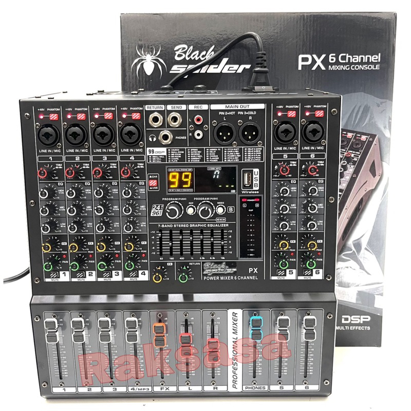 Power Mixer 6 Channel BLACKSPIDER px6 px 6 Original bluetooth