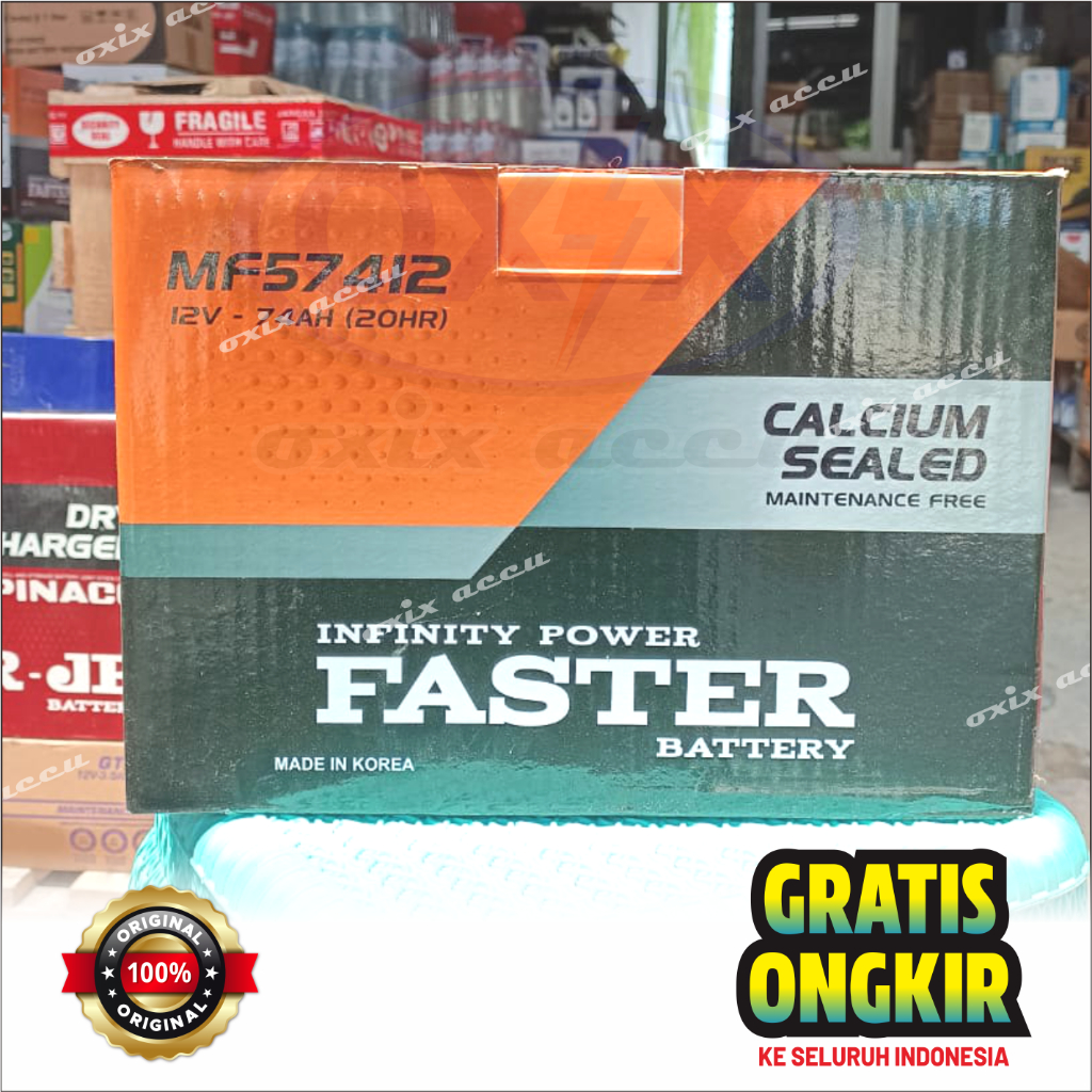 Faster MF 57412, 12V 74Ah Aki Mobil Kering 100% Original - Aki Innova Reborn