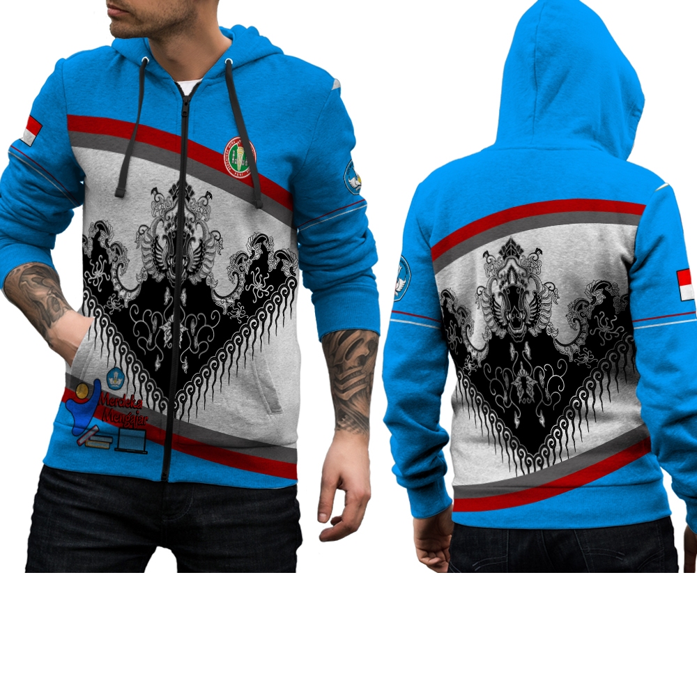 Jaket Pria Motif Batik PGRI Printing / Jaket Hoodie Pria / Jaket PGRI Fullprinting