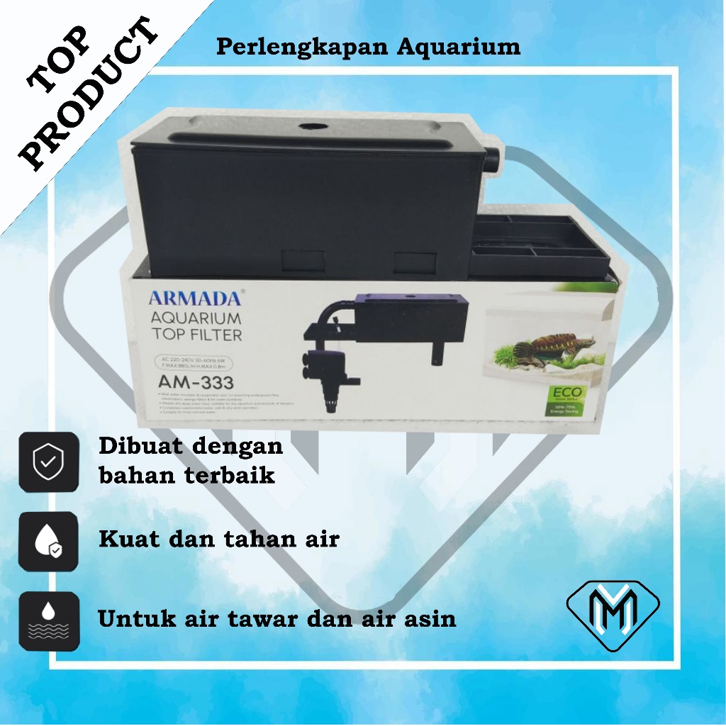 ARMADA AM-333 Satu set akuarium top filter box / kotak atas gantung aquarium ARMADA AM 333