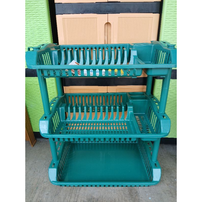 RAK PIRING PLASTIK JUMBO SUSUN 3 TEBAL NTH / RAK PIRING JUMBO MURAH