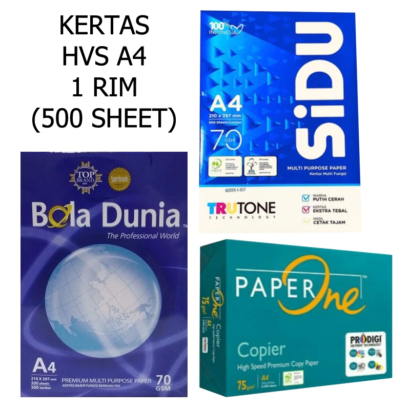 

Kertas HVS A4 1rim SIDU-PAPERONE-BOLA DUNIA