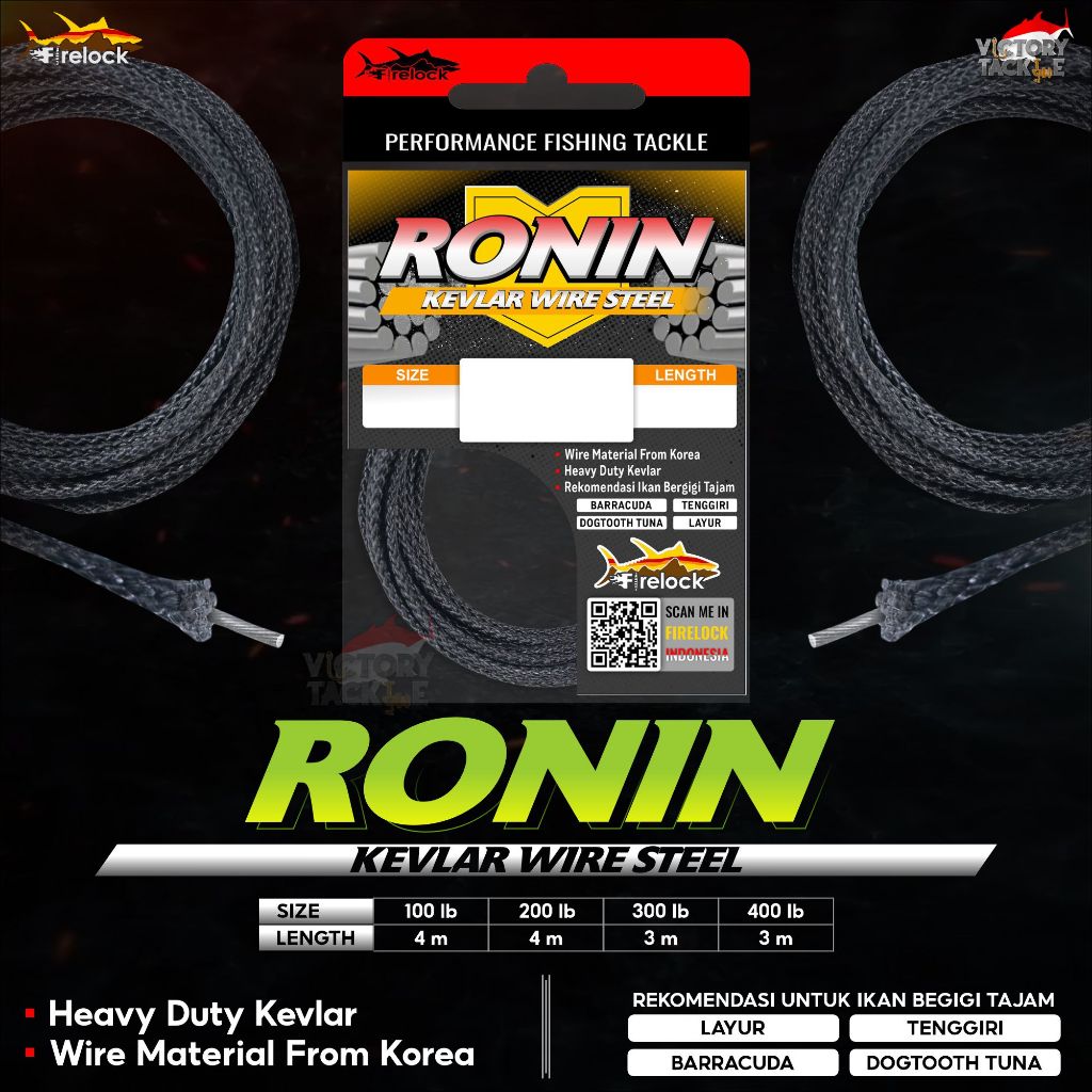 Kawat Kevlar Ronin Firelock Wire Steel Leader Pancing Original Korea Heavy Duty Anti Gigit Tenggiri 