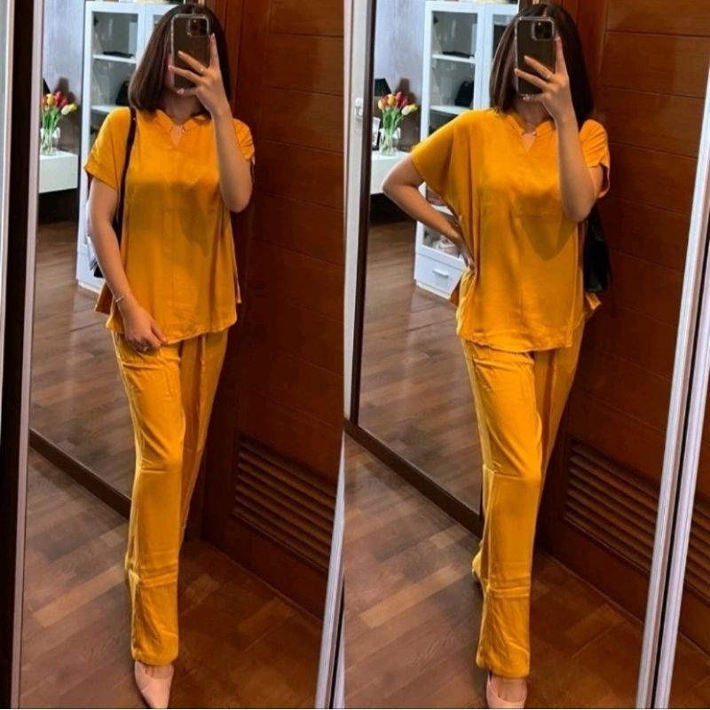 one set rayon polos premium lengan pendek ukuran jumbo/standart