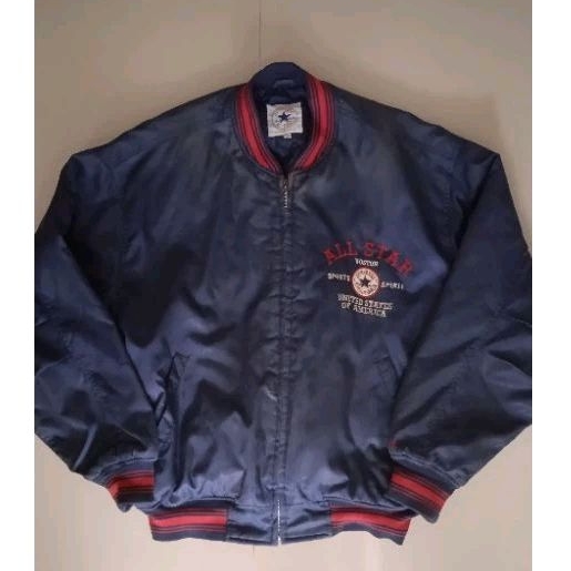 JAKET CONVERSE BOMBER VARSITY NAVY VINTAGE 90S