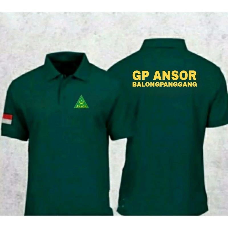 Kaos Ansor polo katun kaos GP Ansor bordir depan belakang baju Ansor seragam Ansor kaos kerah Ansor 