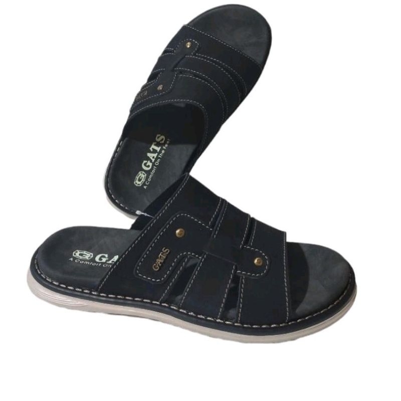 SANDAL KULIT PRIA GATS VT 305 - BLACK ORIGINAL 100%