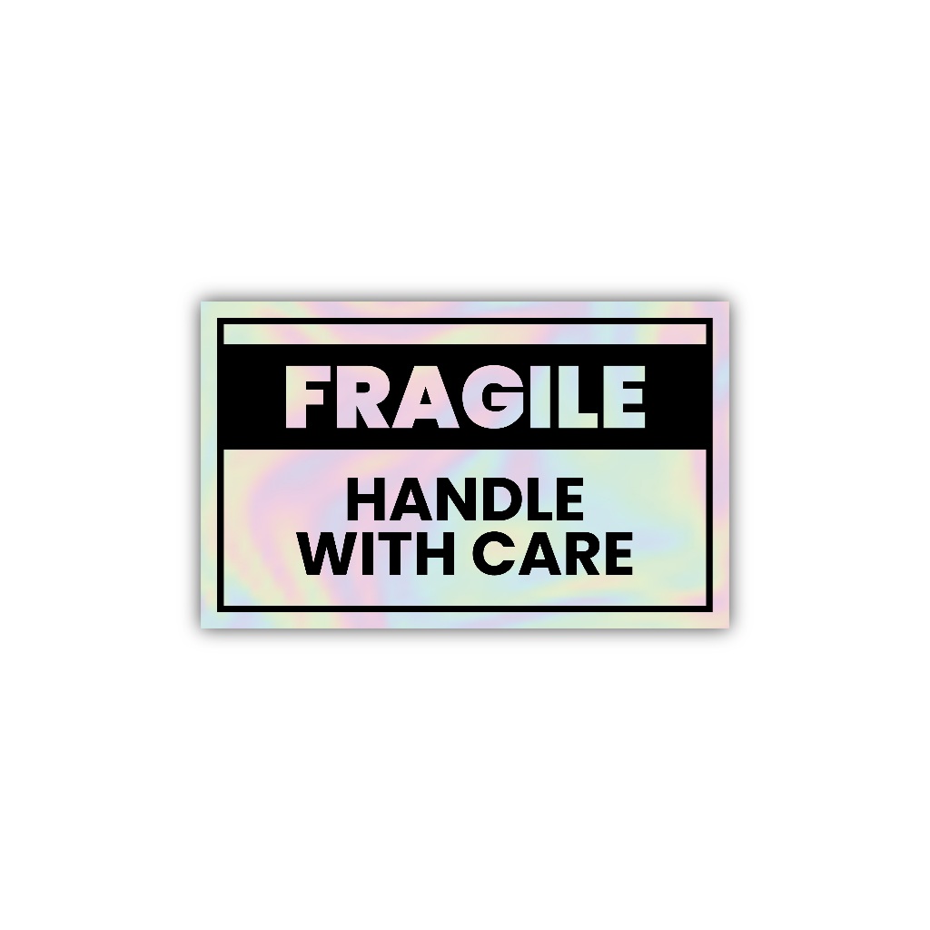 

sticker fragile handle with care, stiker hologram satuan- Z054