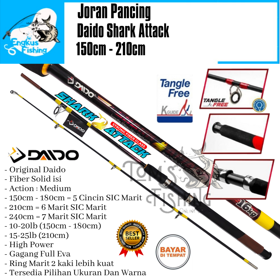 Joran Pancing Daido Shark Attack 150cm - 210cm 16kg (10-20lb) Fiber Solid SIC Murah - Engkus Fishing