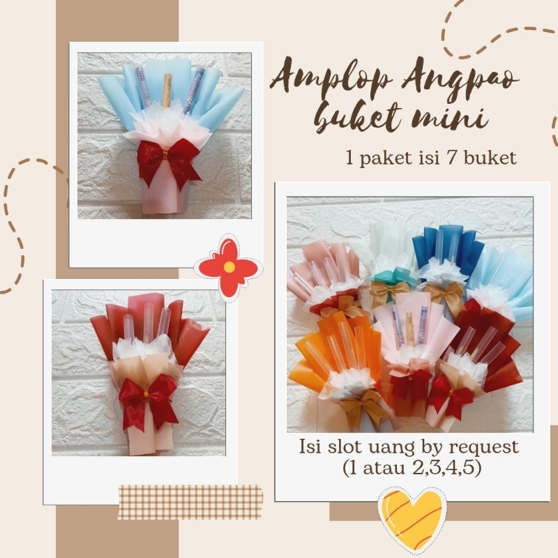 

amplop angpao buket mini ( 1paket isi 7 buket mini) isi slot bisa request 1,2,3,4 proses 3-5 Hari bisa lebih cepat