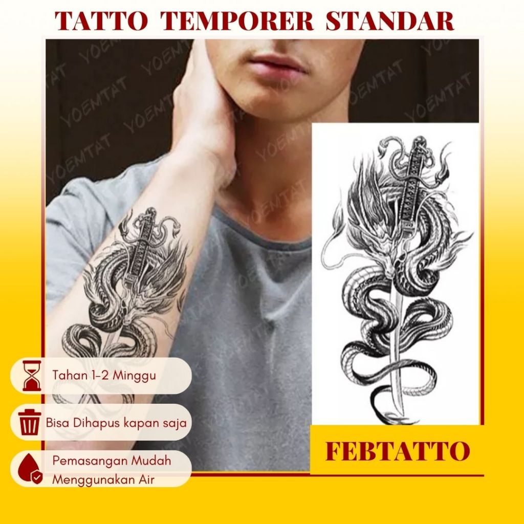 Tato Temporer Ukuran 21cmx11cm Tato Lengan Tato Dada Tato tangan Tato Kaki Tato Punggung Tato Jari  