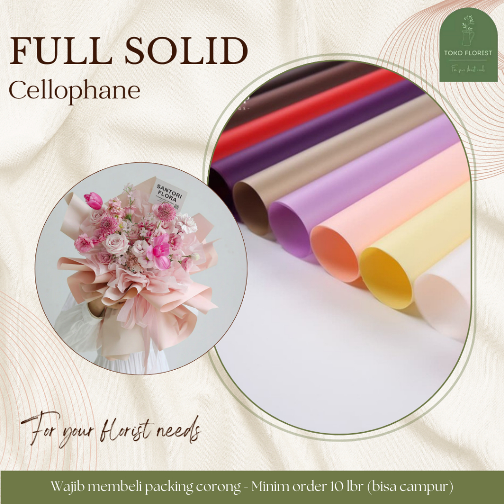 

ECER Kertas Buket Bunga Cellophane FULL COLOR SOLID per LEMBAR