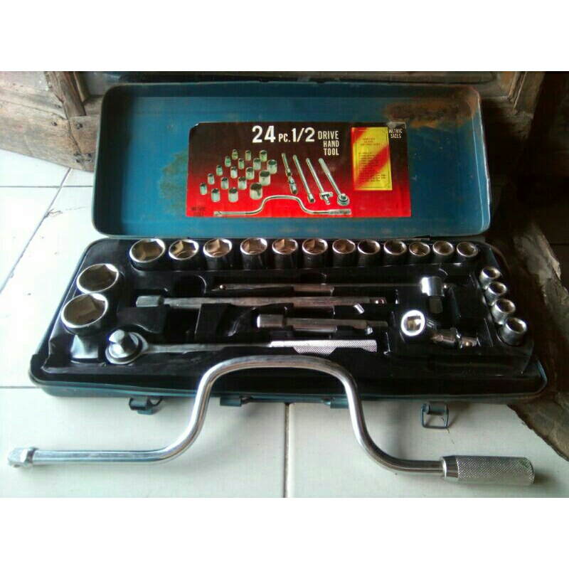 kunci sok set 24 pcs 1/2 barang baru (stok lama 1990) drop forget ratched, chrome plated, rust proof