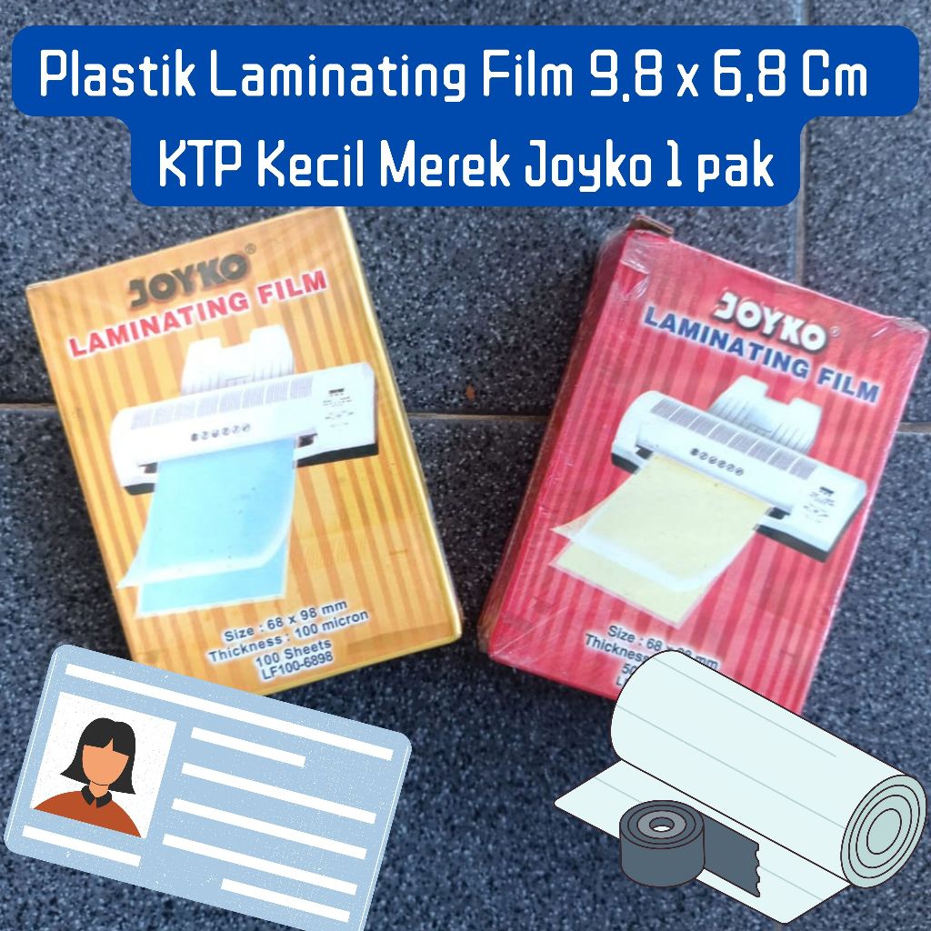 

LAMINATING FILM PLASTIK LAMINATING KARTU KTP MEREK JOYKO 1 PAK ISI 100 50 PCS