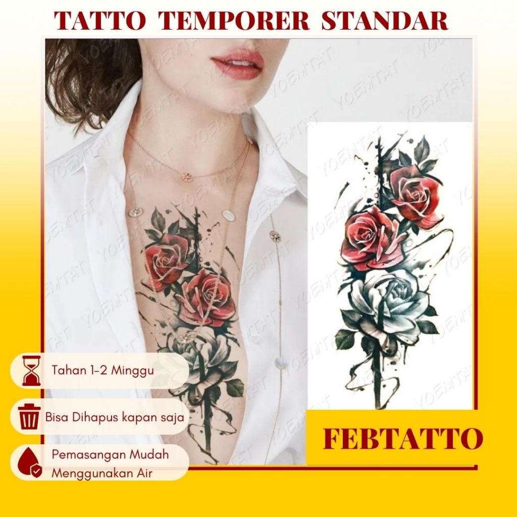 Tato Temporer Ukuran 21cmx11cm Tato Lengan Tato Dada Tato tangan Tato Kaki Tato Punggung Tato Jari  